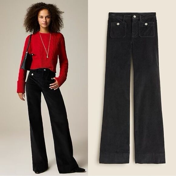 J. Crew Wide-leg velvet Sailor trouser